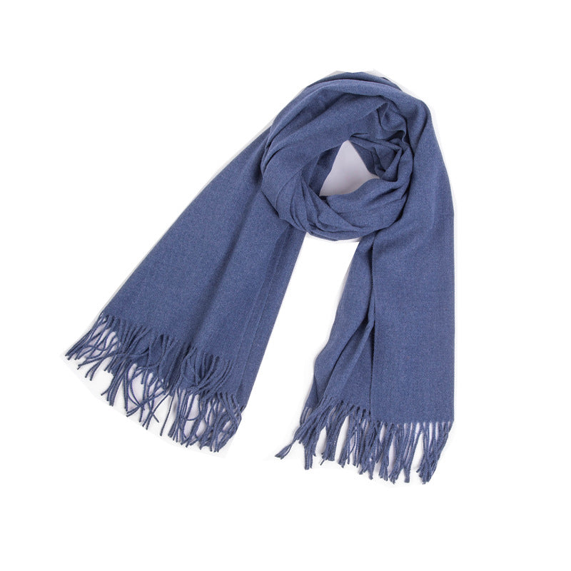 New Autumn Winter Fullpolyester Tassel Solidcolored Versatile Scarf