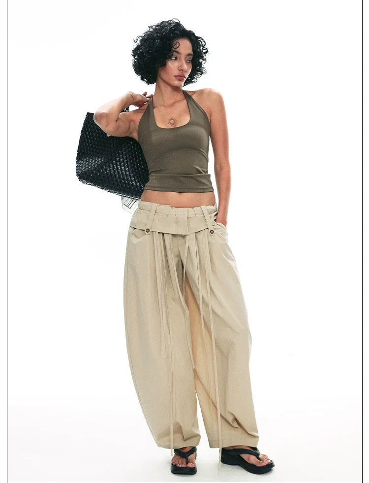 Wide-Leg Paper Bag Trousers
