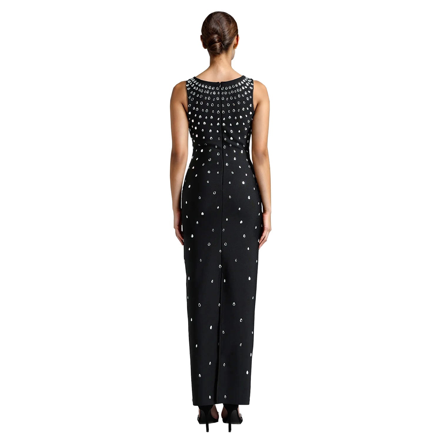 Rhinestone U-Neck Sleeveless Hip Dress
