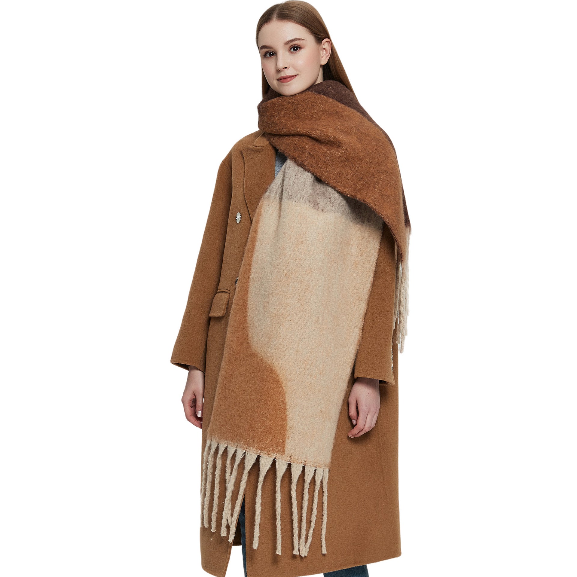 Thickened Cape Autumn Winter Loopyarn Geometric Scarf