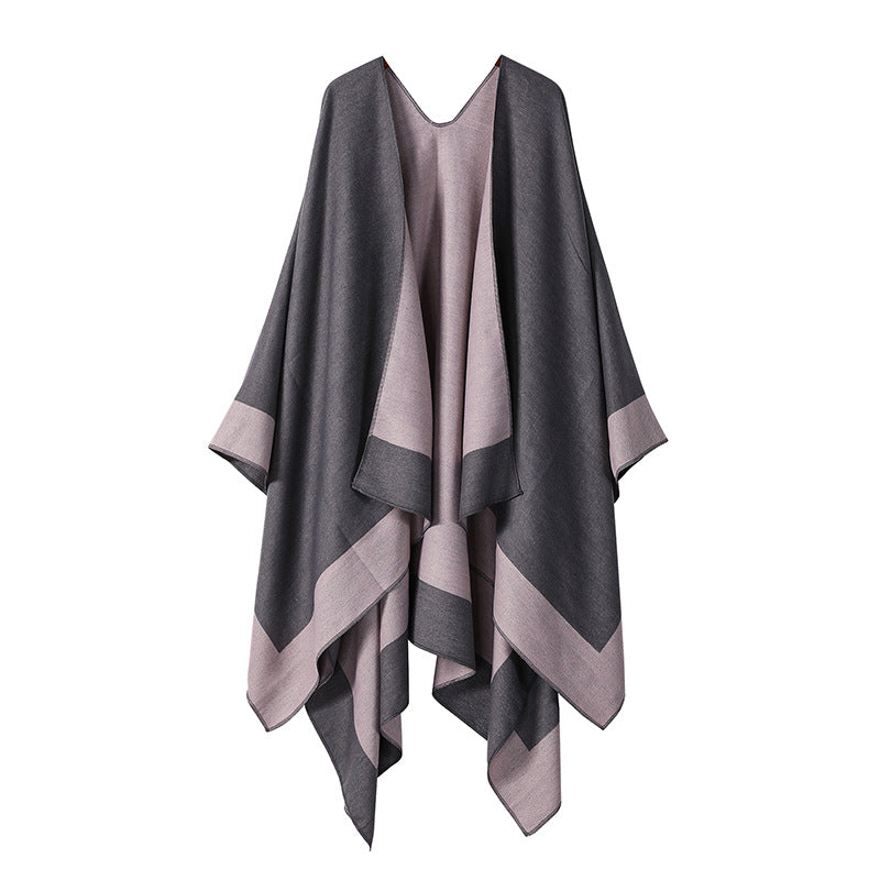 Plaincolored Doublesided Cape Autumn Winter Simple Scarf
