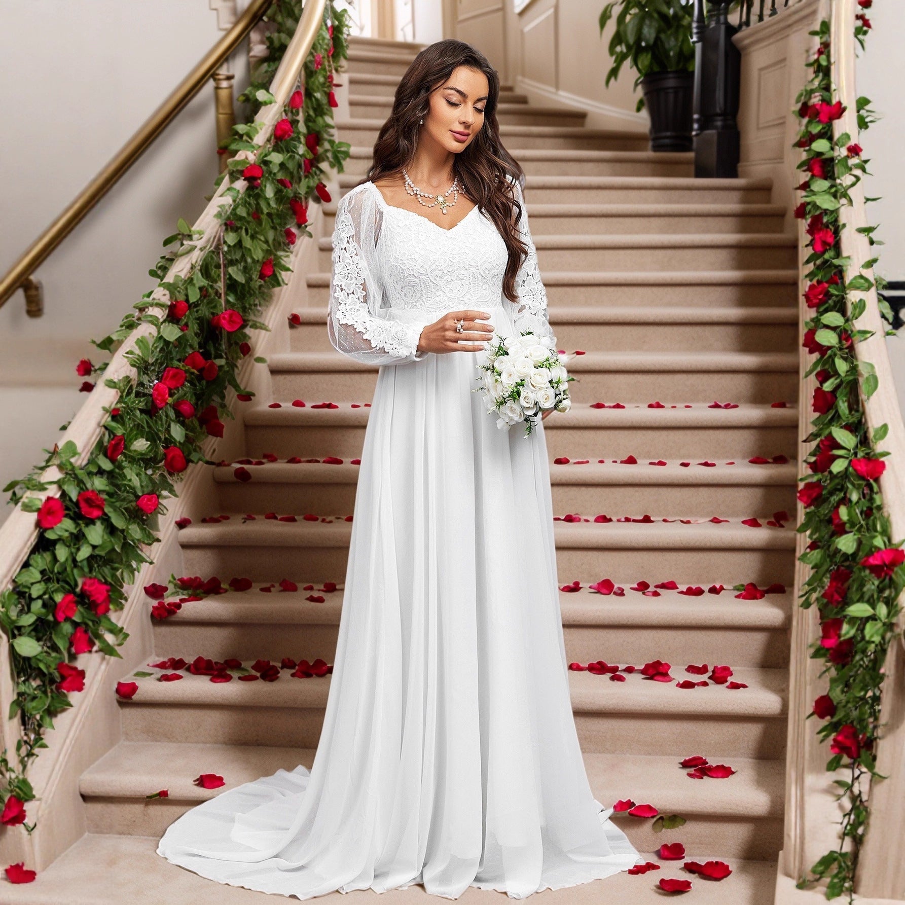 Lace Long Sleeve Dress Jumpsuit Lace Cocktail Wedding Dress