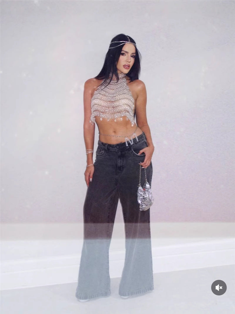 Soiree Elegant Beaded Halter Top