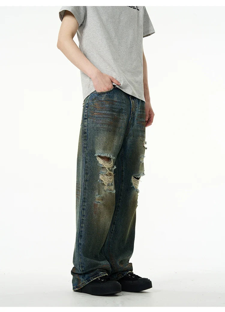 Distressed Baggy Ripped Denim Jeans