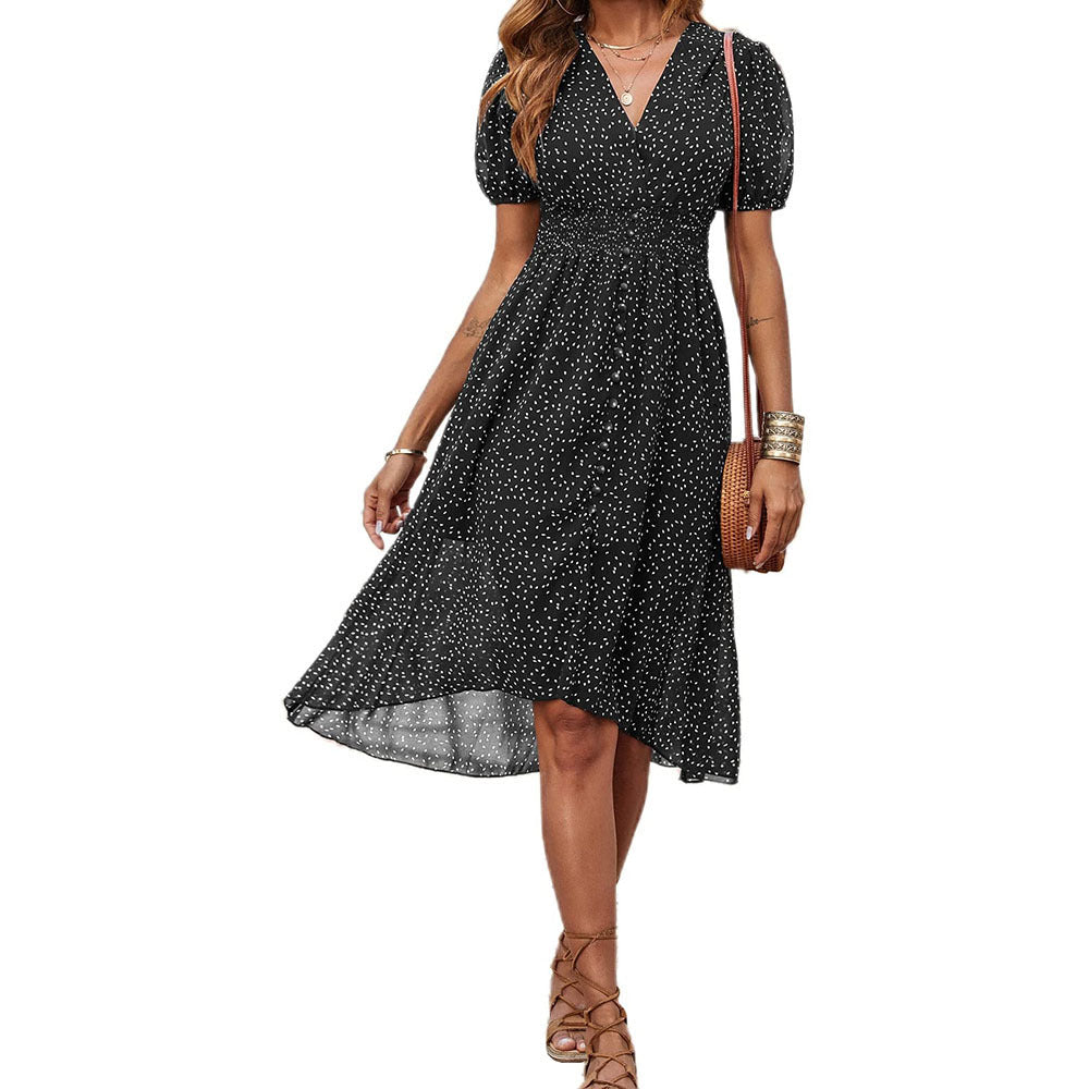 Larkspur Pocketed Button Down Ruffle Maxi Dress Black