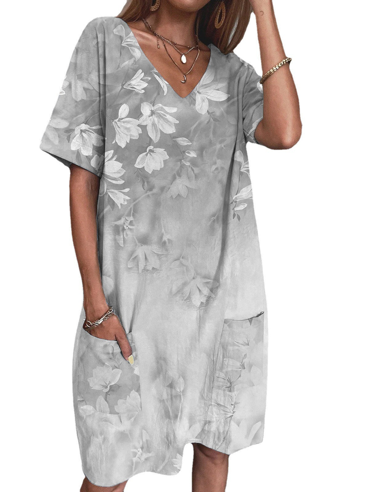 Octavia Chic Women's Floral Print V Neck Summer Dress Premium Wardrobe Essential