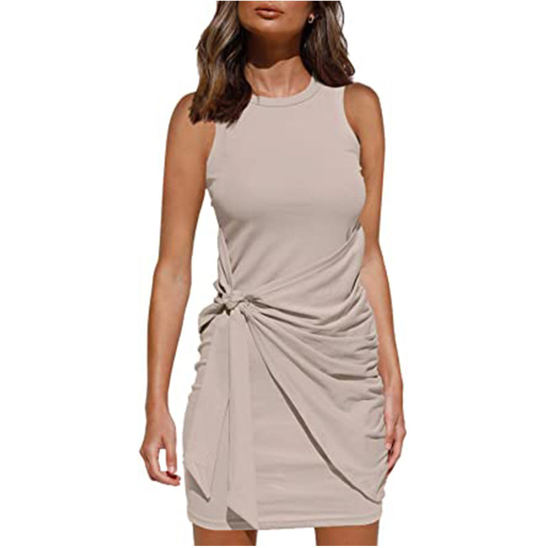 Rosalía Exclusive Women's Sleeveless Twisted Draped Mini Dress Everyday Luxe Edit