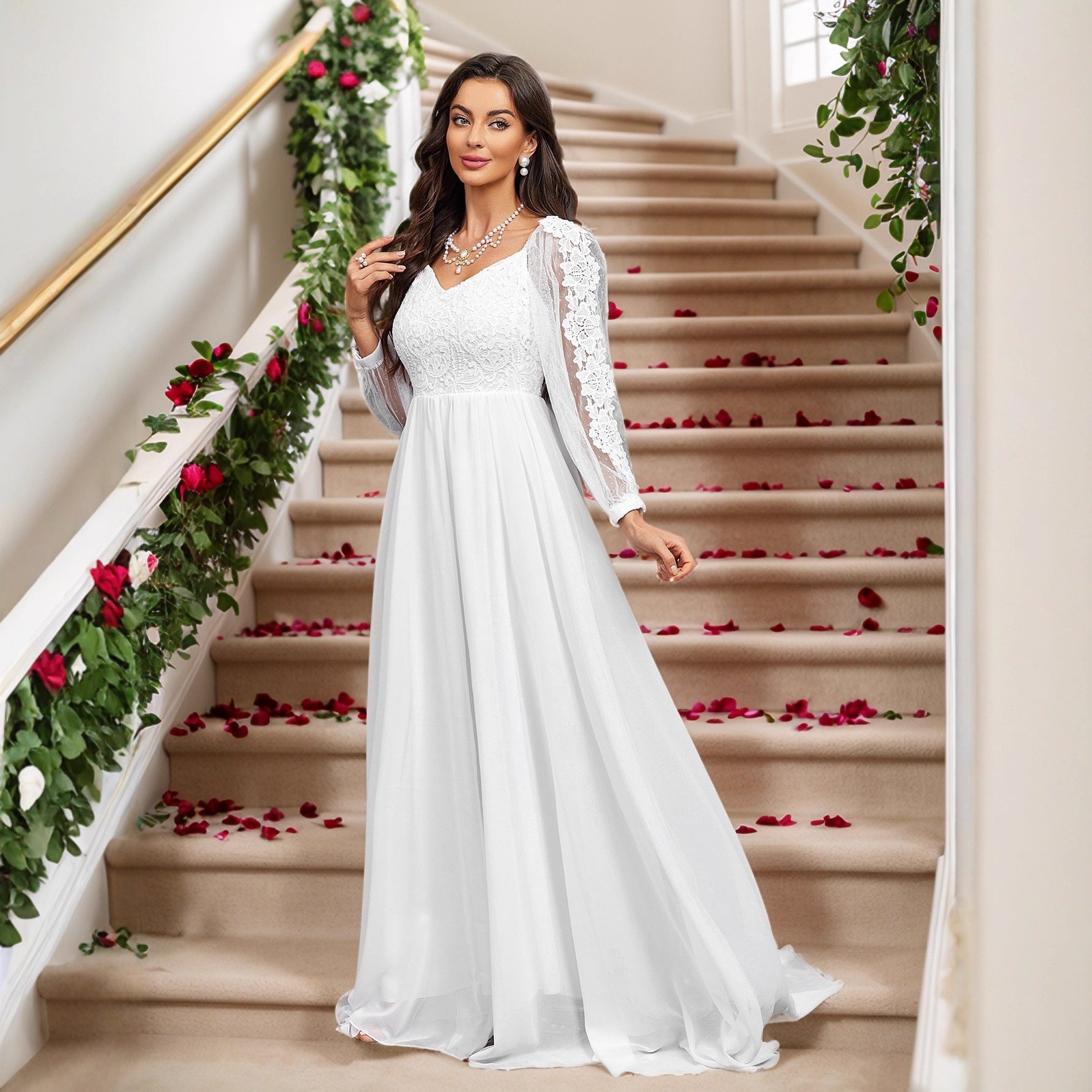 Lace Long Sleeve Dress Jumpsuit Lace Cocktail Wedding Dress