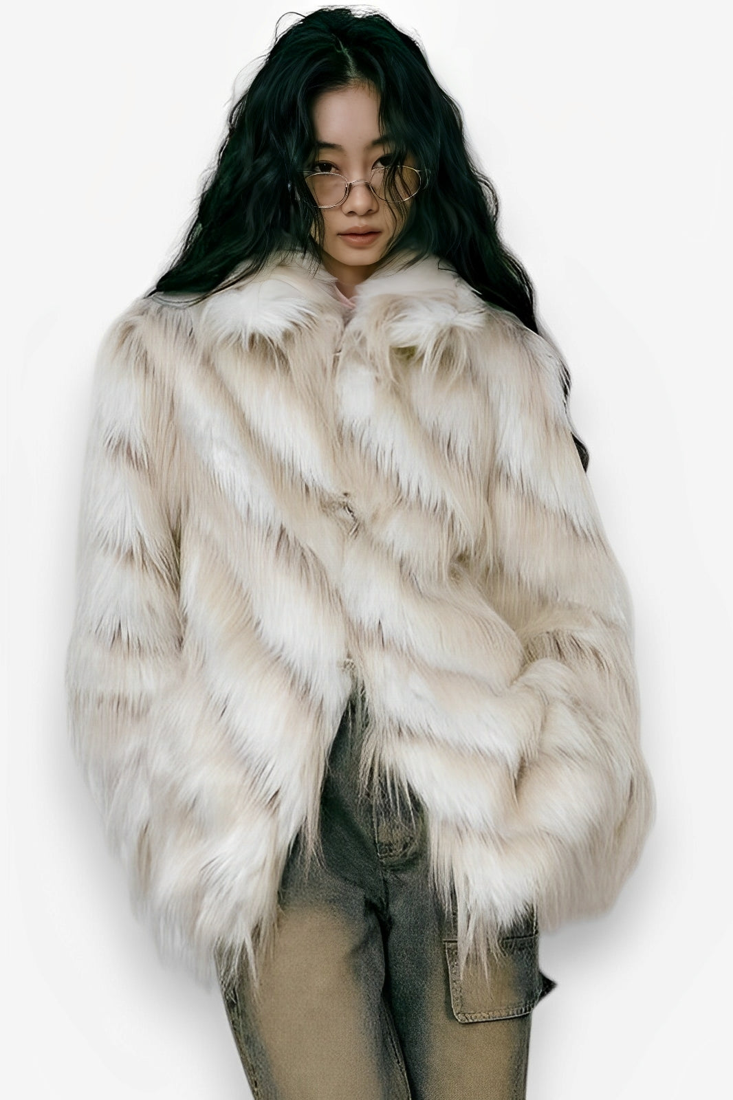 Retro imitation fox fur coat