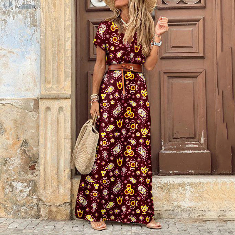 Zahira Exclusive Women's Floral Maxi Dress with High Side Slit Evening Wear Edit