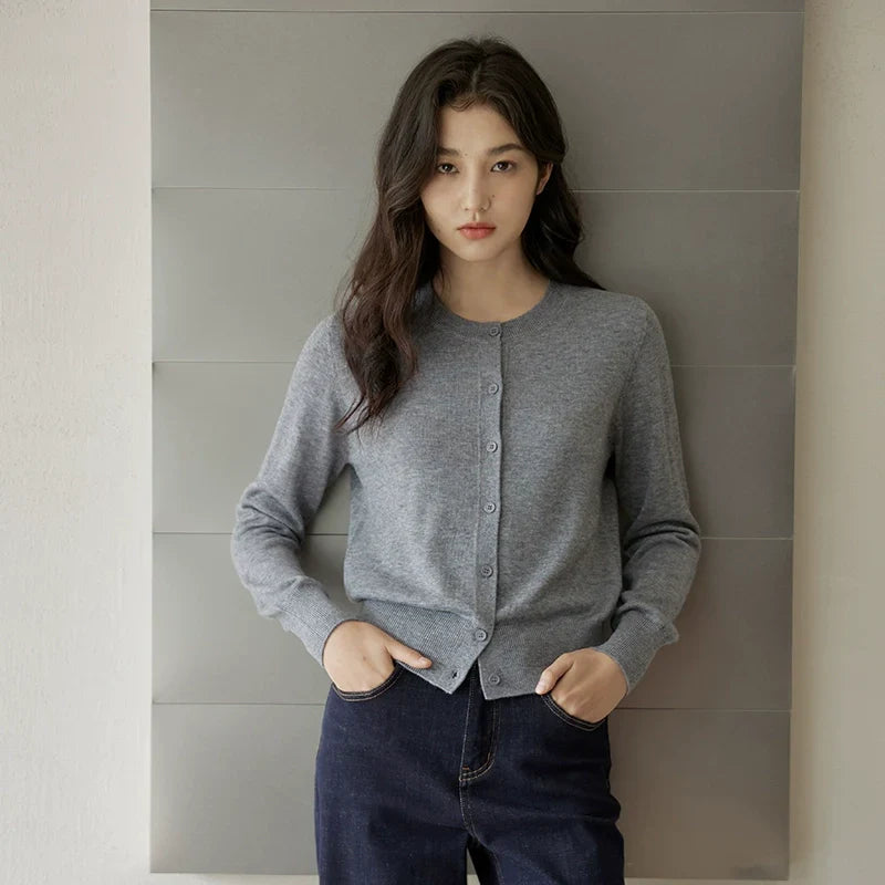 Classic Grey Button Up Cardigan