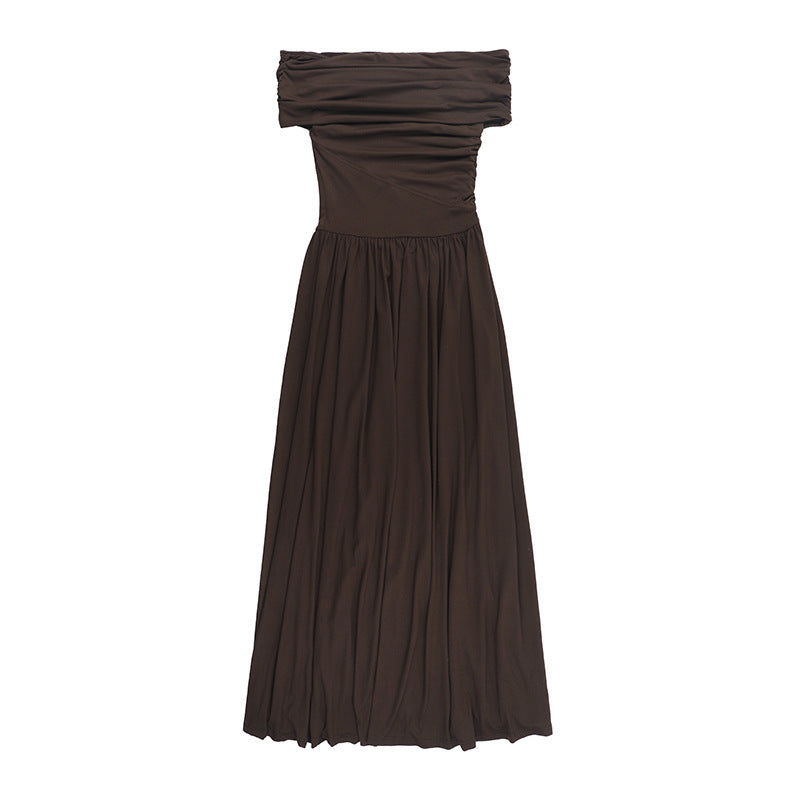 Dahlia Off Shoulder Dress Brown
