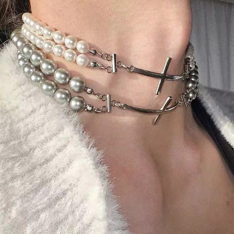 Double Layer Pearl Choker Highend Sweet Cool Necklace