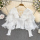 Semi-Sheer Chiffon Ruffle Backless Top