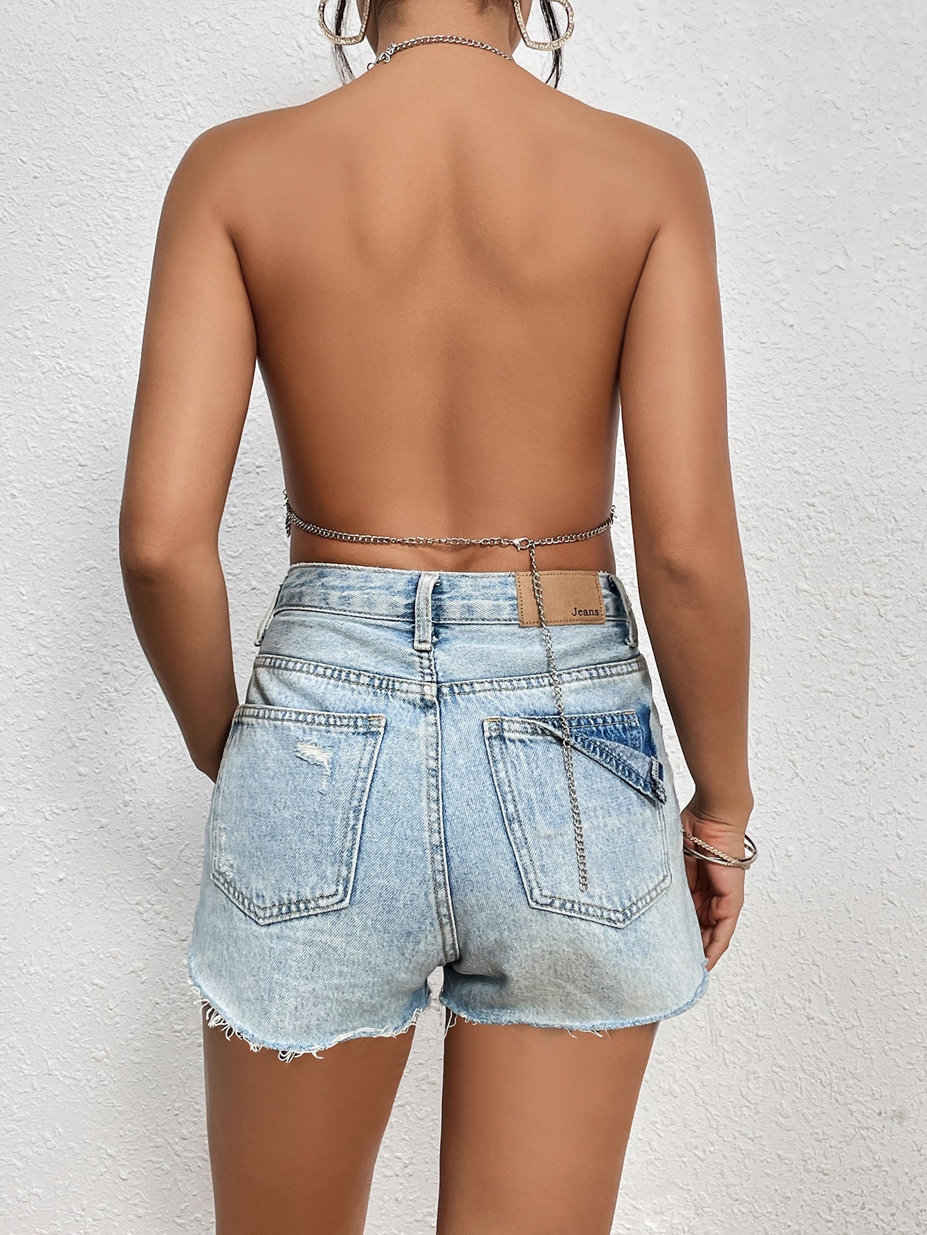 Screen Elegant Silver Metallic Halter Top