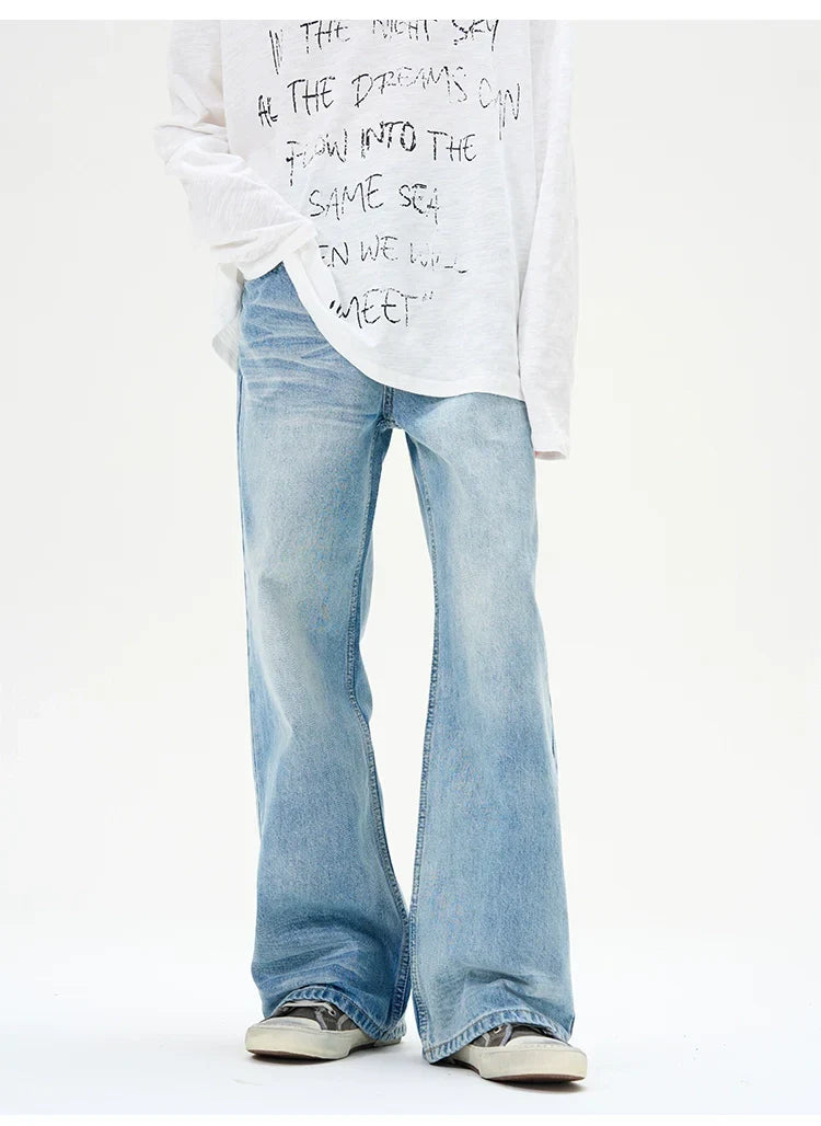 Light Wash Mid-Rise Wide-Leg Jeans