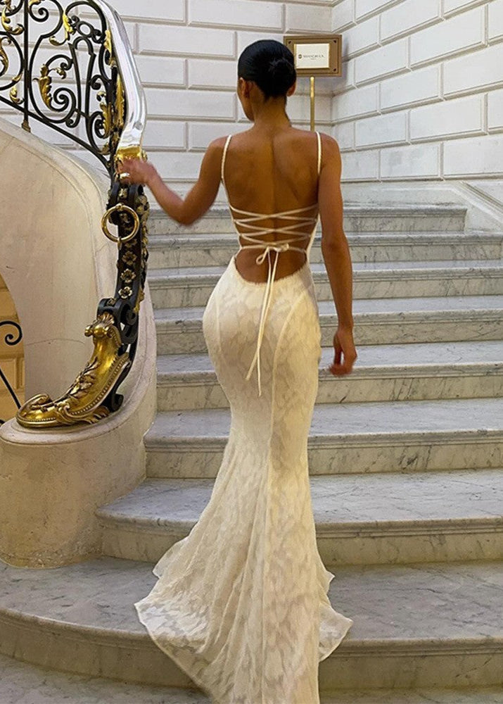 Seraphina Lace Back Satin Maxi Dress