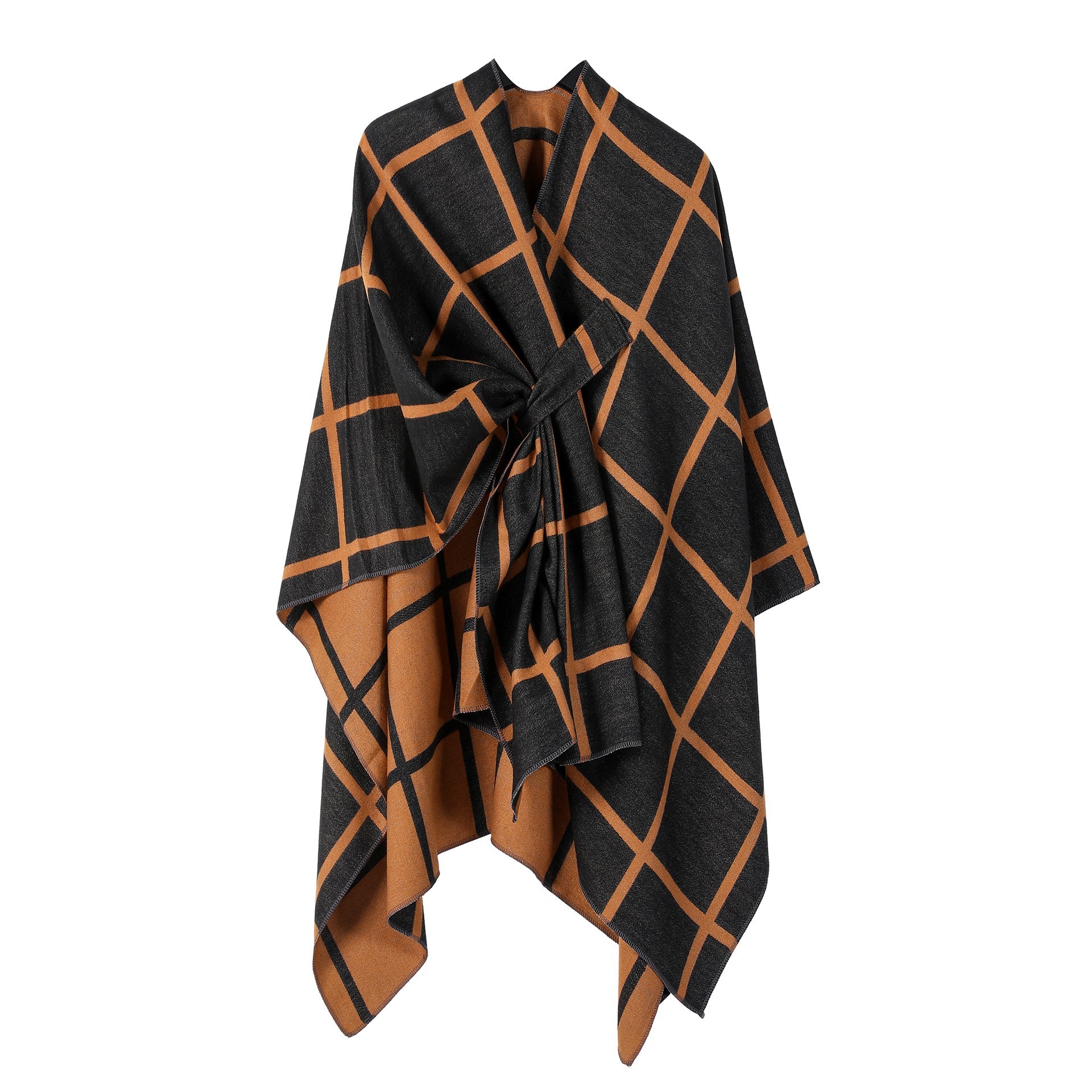 Bestselling Sidetied Plaid Split Cape Warm Crossborder Scarf