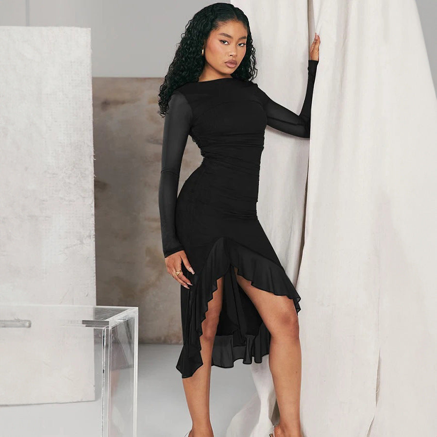 Sexy Captivating Asymmetrical Hem Dress