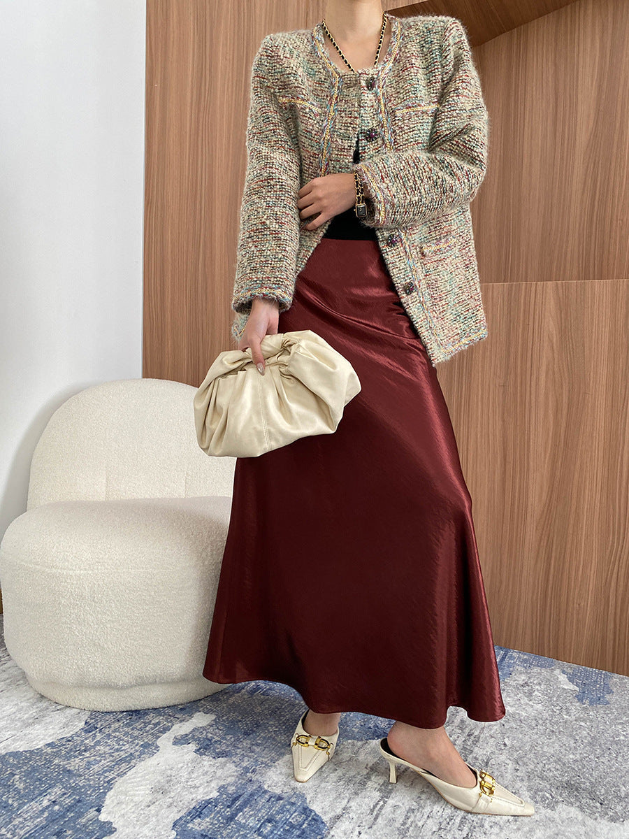 Pearl satin skirt