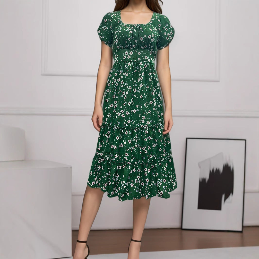 Cecilia Minimalist Women's Floral Pleated Maxi Dress Designer Edit
