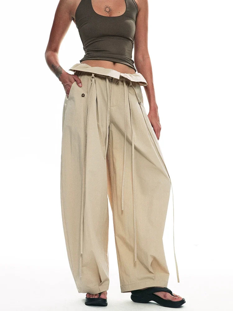 Wide-Leg Paper Bag Trousers