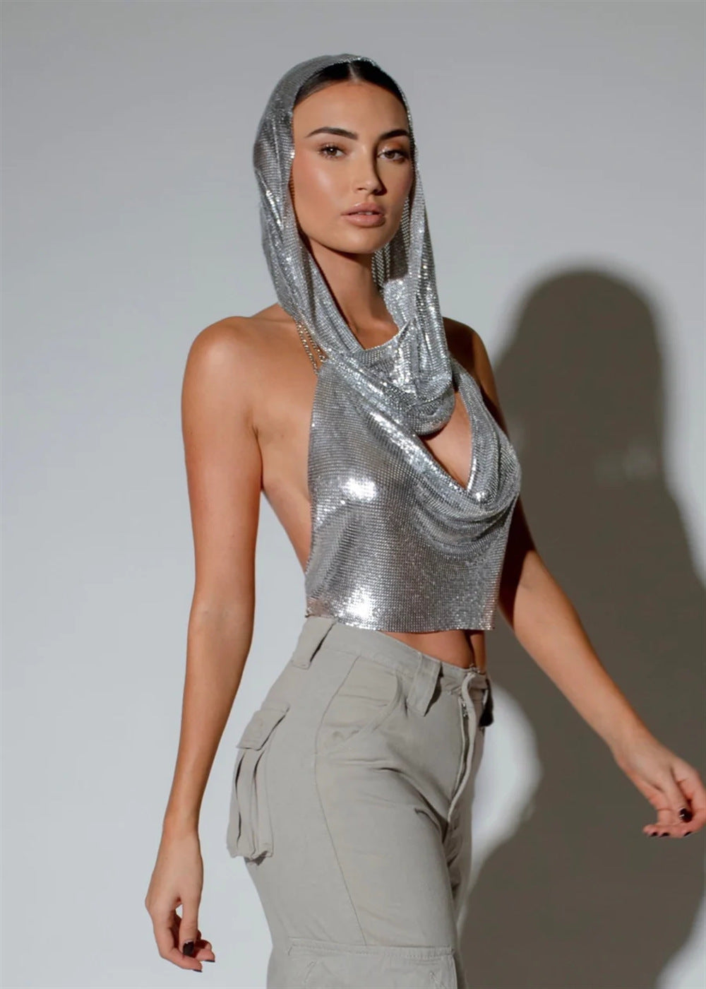 Avant-garde Sequin Halter Top