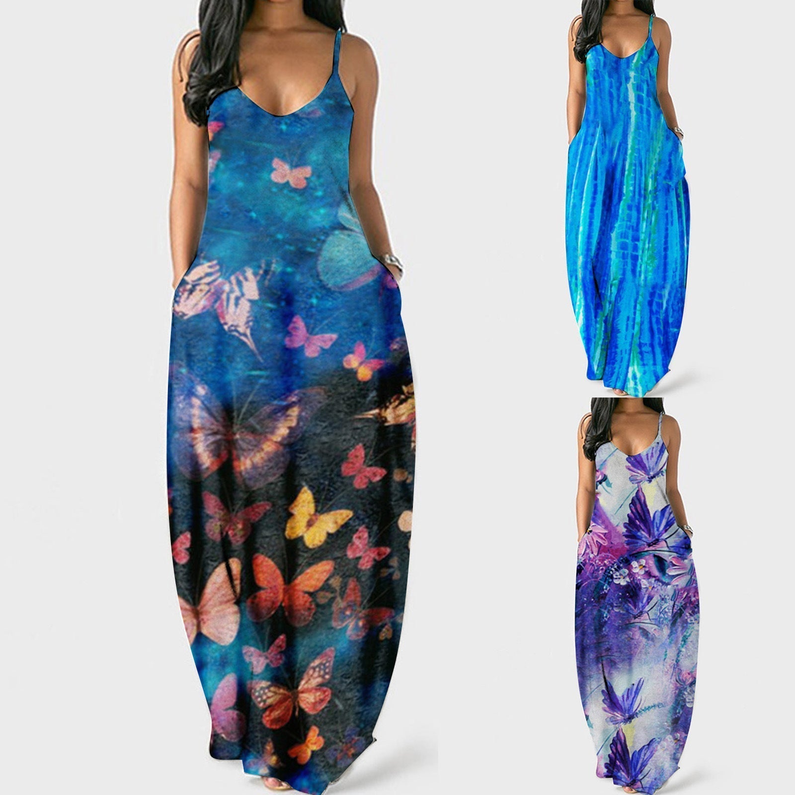 Ivanna Minimalist Women's Floral Maxi Dress with Adjustable Straps Premium Wardrobe Essential