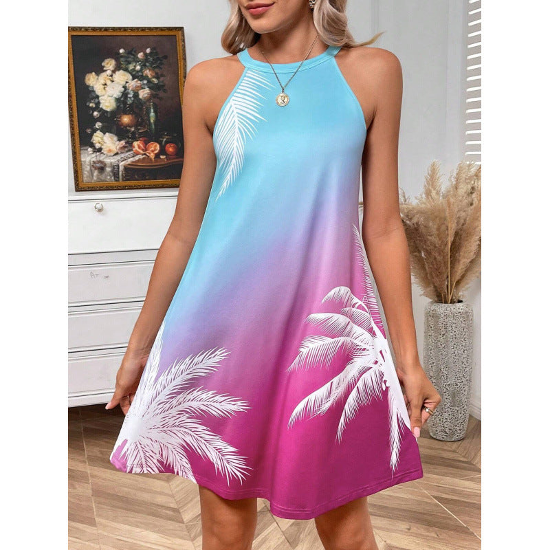 Lorena Exclusive Women's a Line Summer Dress with Tropical Print and Racerback Design Boutique Collection