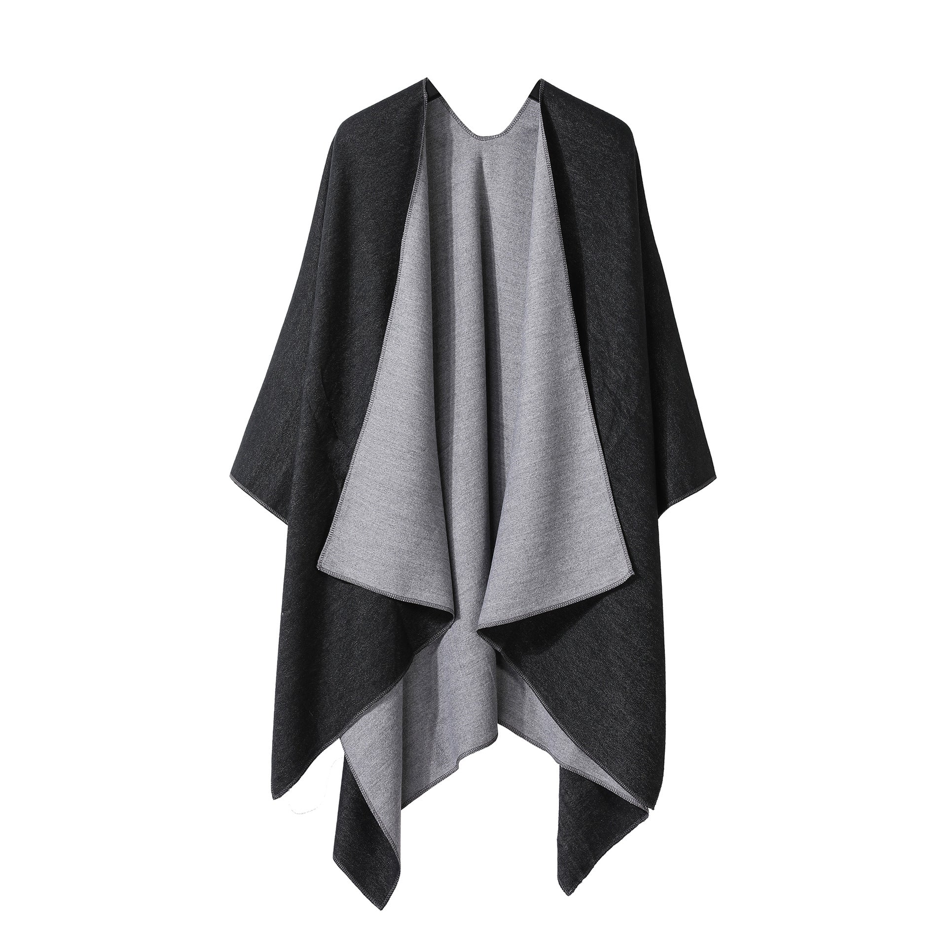 Plaincolored Doublesided Cape Autumn Winter Simple Scarf