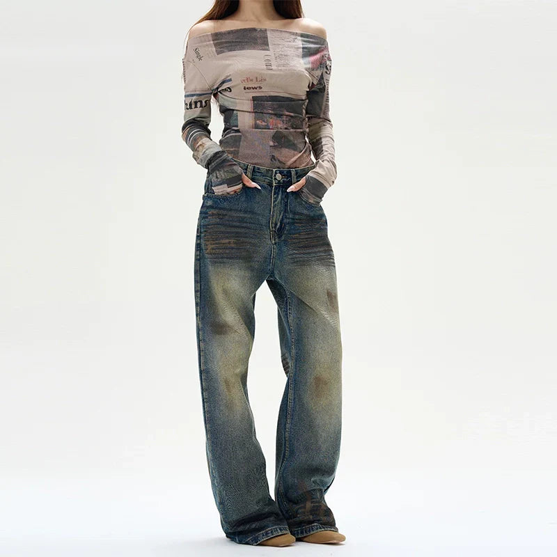 Distressed Baggy Ripped Denim Jeans