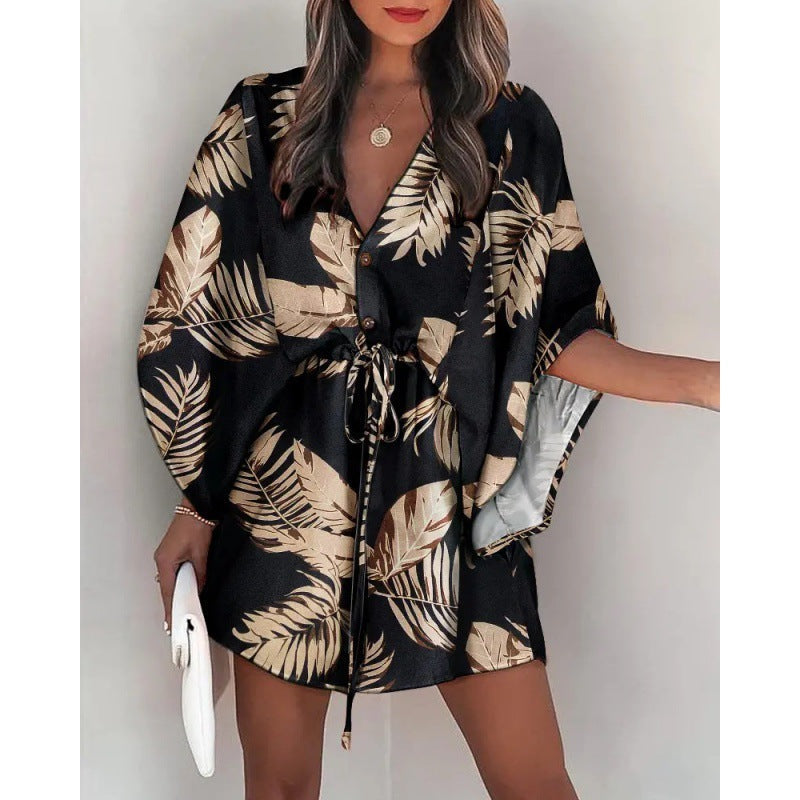 Brenda Statement Women's Floral Print Button Up Dress Elevated Occasion Wear