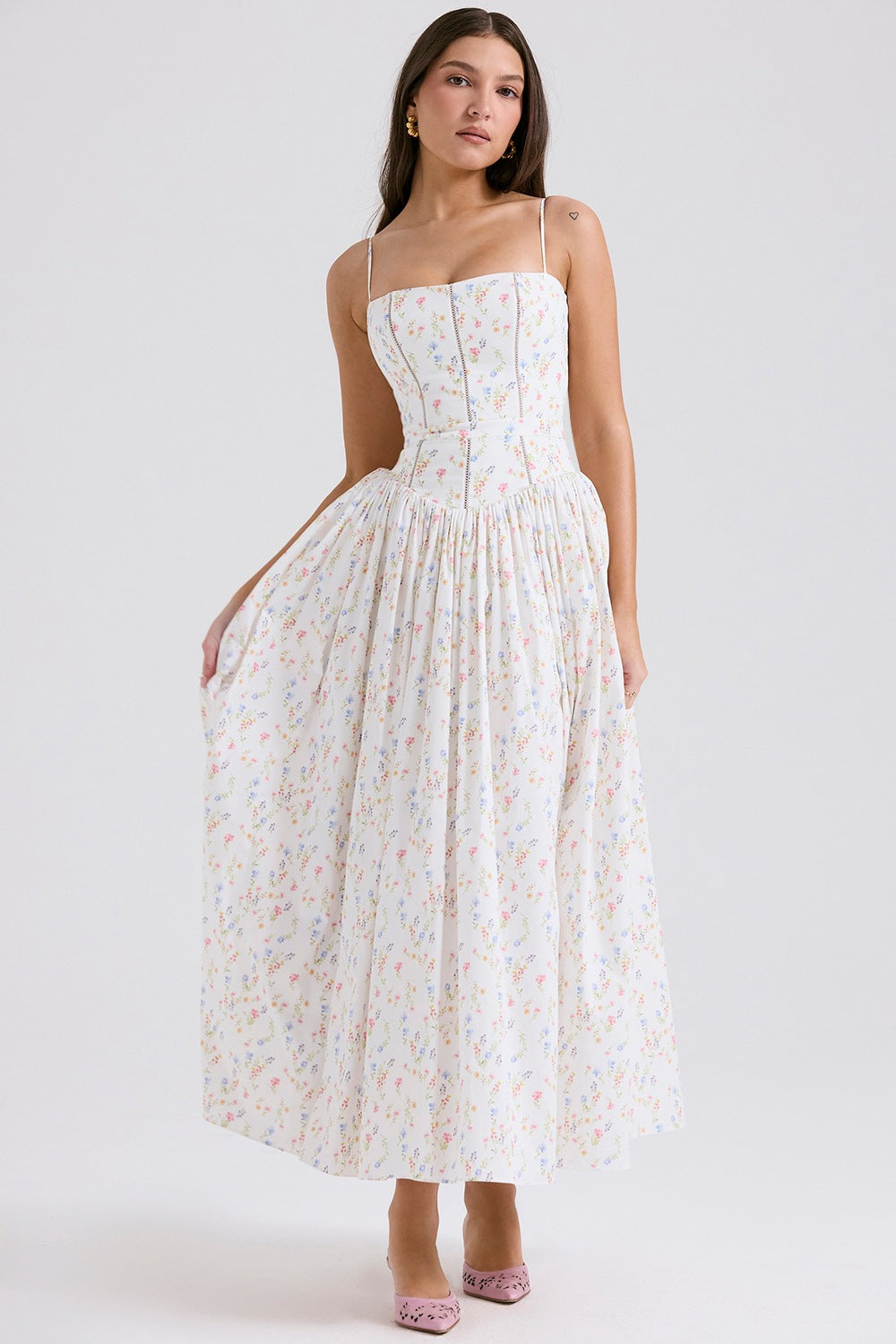 Ditsy Floral Slim Fit Slip Dress