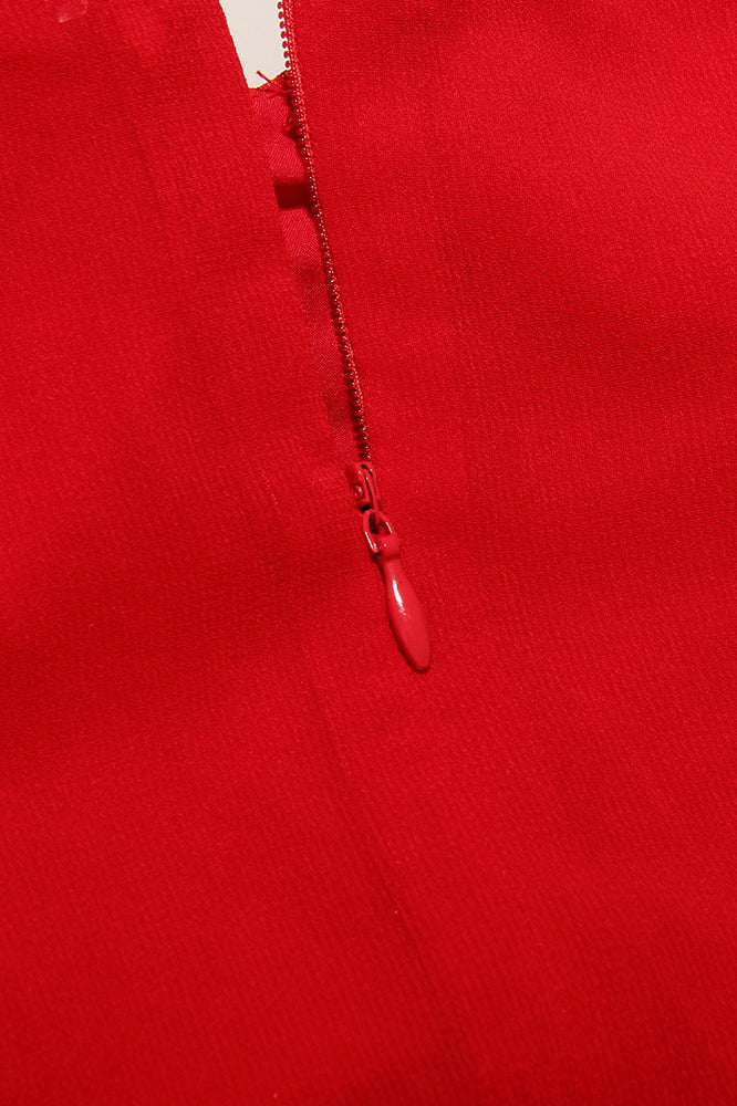 Red Sweetheart Spaghetti Strap Bustier Fit Flare Mini Dress