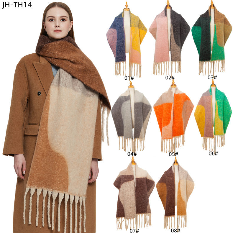 Thickened Cape Autumn Winter Loopyarn Geometric Scarf