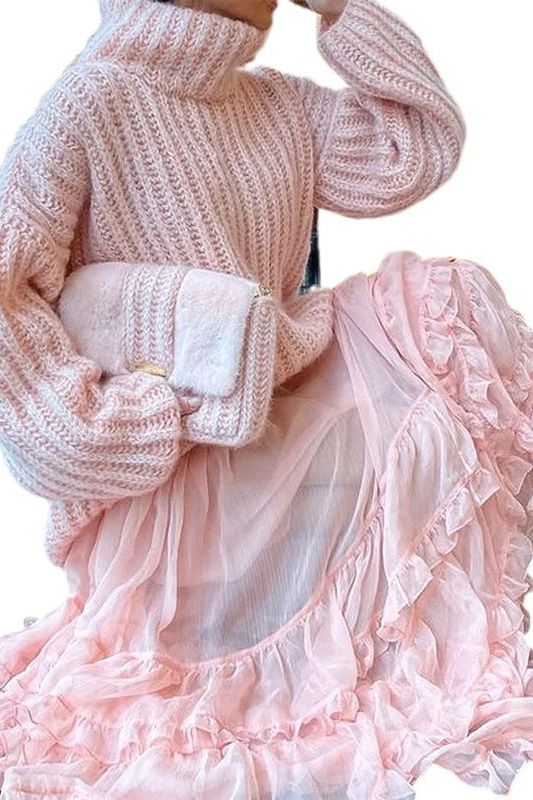 Stand-up collar and comfortable knitted sweater dress