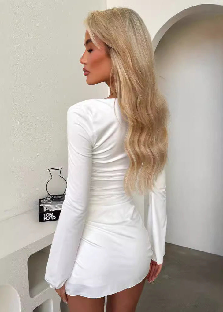 Celeste Ruched Long Sleeve Mini Dress