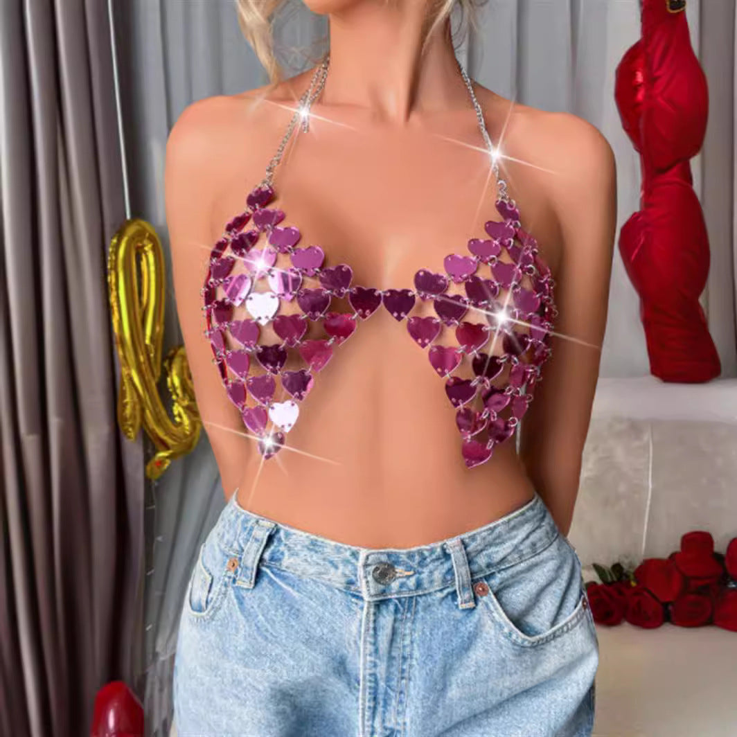 Party Amethyst Sequin Halter Top
