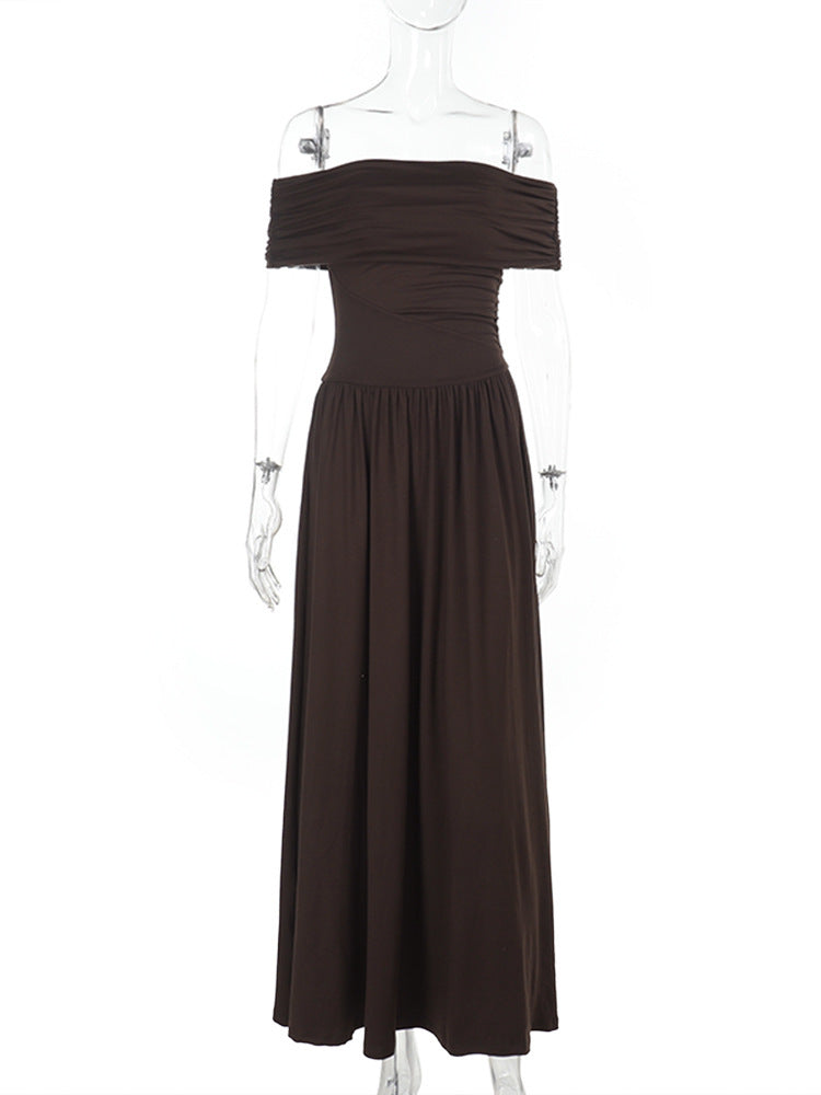 Dahlia Off Shoulder Dress Brown