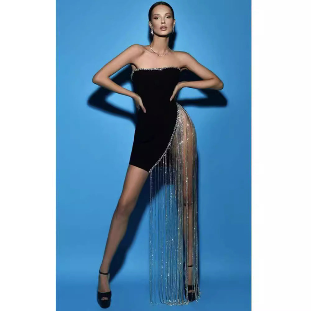 Sexy Strapless Slit Bandage Mini Prom Dress BLACK / XS promdress-250223