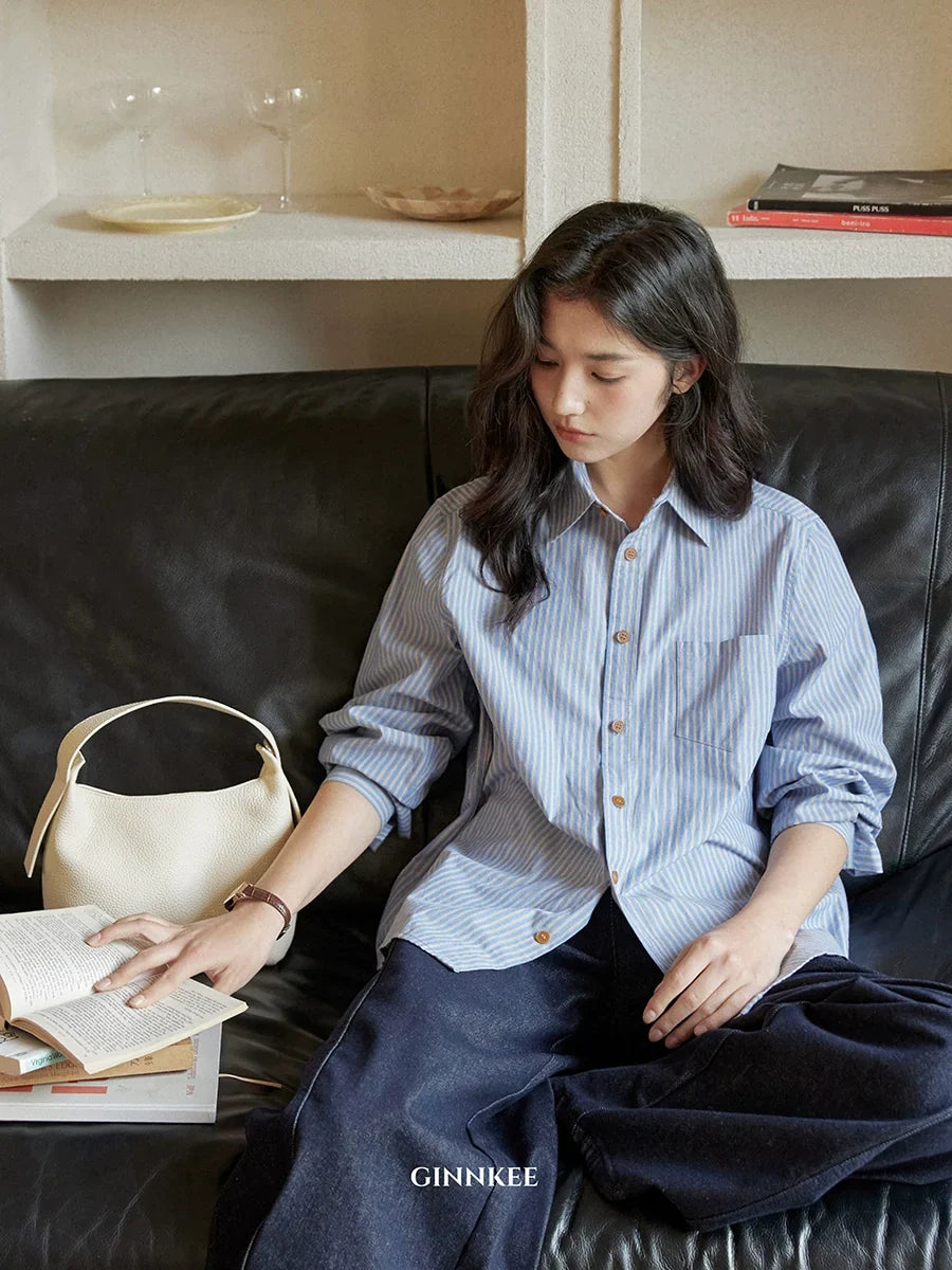 Blue Striped Button Shirt