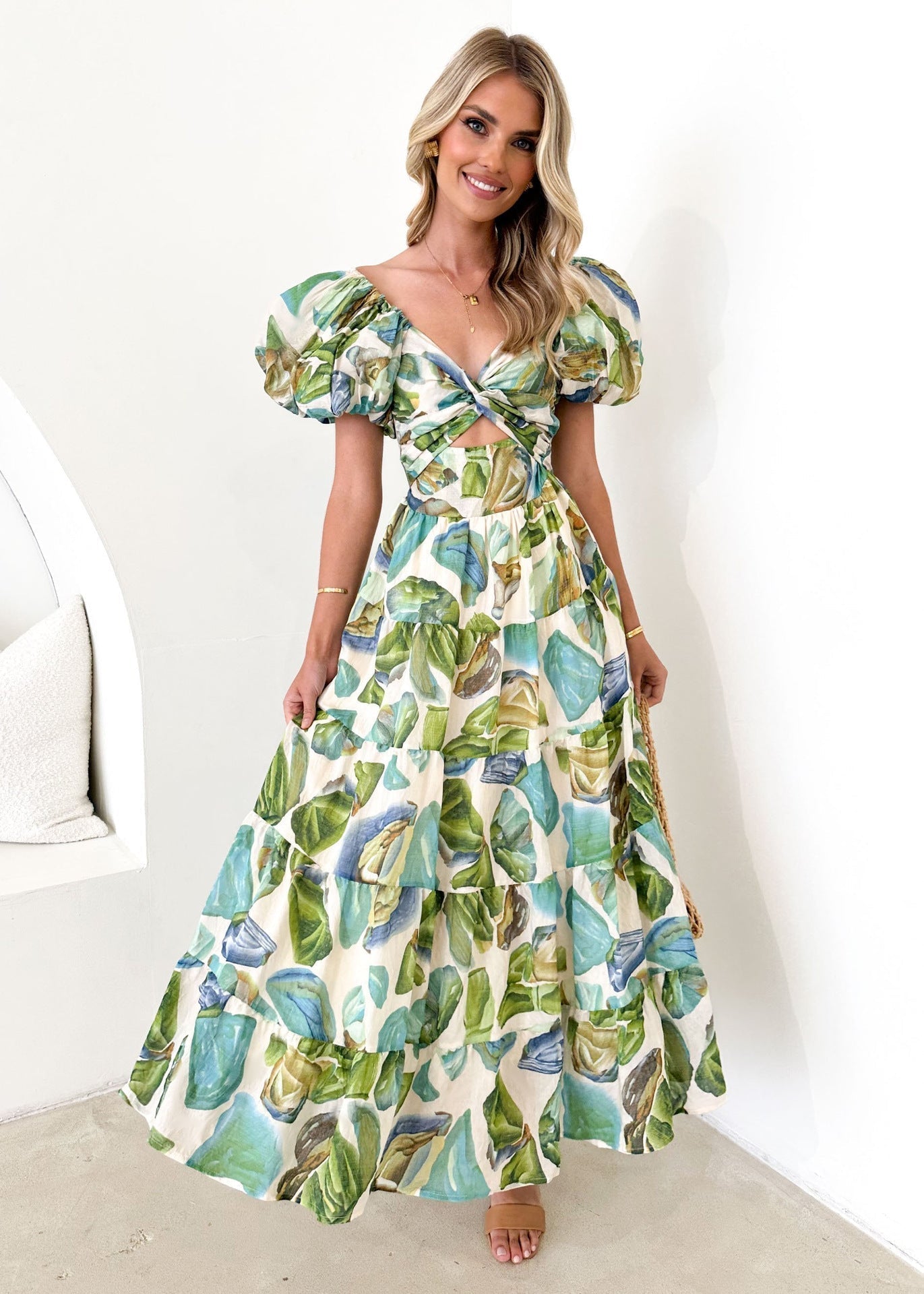 Nora Boutique Dress with Puff Sleeves Premium Wardrobe Essential