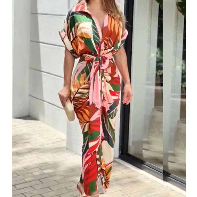 Amelia Elevated Women's Floral Print Tie Front Maxi Dress Occasion Wear