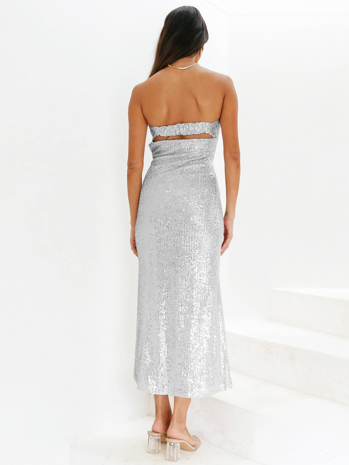 Shimmerina Midi Dress Silver