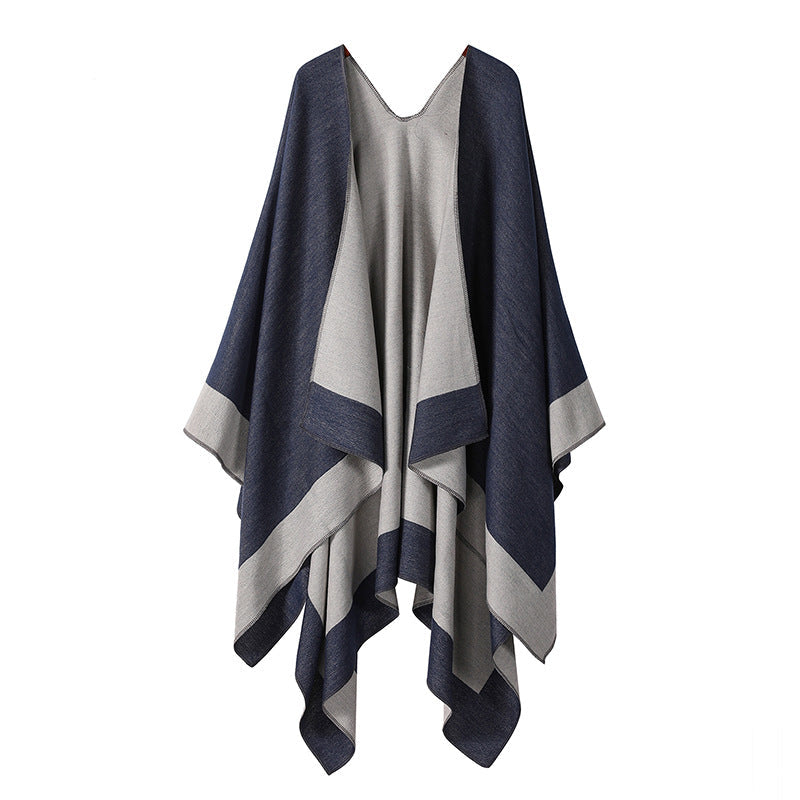 Plaincolored Doublesided Cape Autumn Winter Simple Scarf