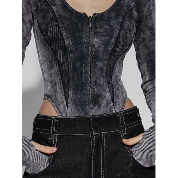 Washed and distressed tight top