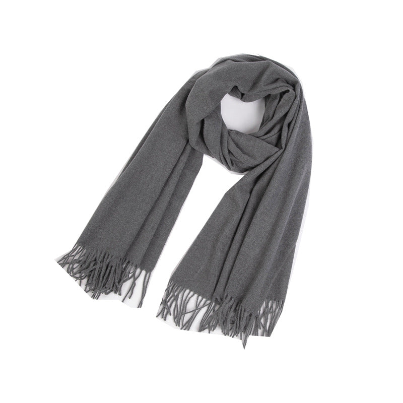 New Autumn Winter Fullpolyester Tassel Solidcolored Versatile Scarf