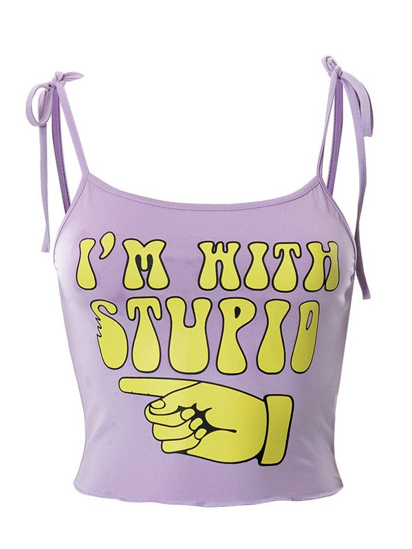 Solid Print Camisole Sleeveless Crop Tank Top