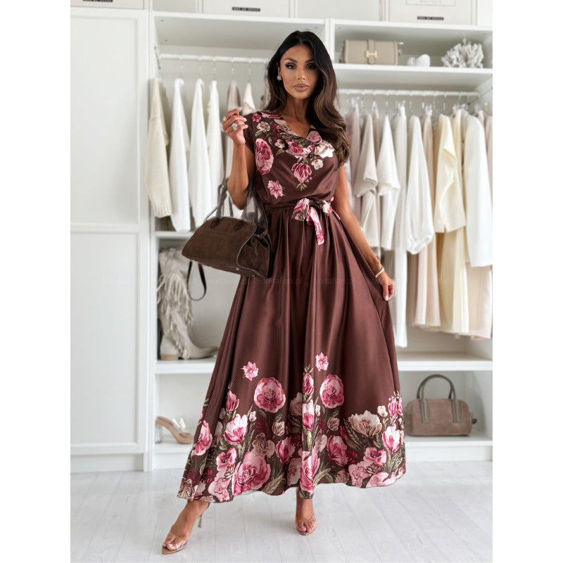 Tamara Boutique Women's Floral Maxi Dress with High Slit Hem Elevated Occasion Wear