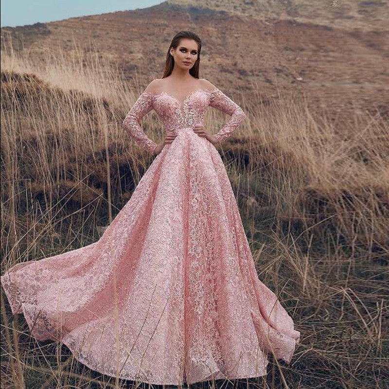Women Clothing Dress Hollow Out Cutout Lace Embroidery Strapless Sexy Formal Swing Dress